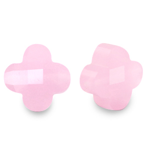 Perline sfaccettate fashion quadrifoglio rosa azalea