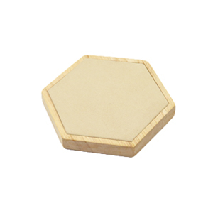 Espositore per bigiotteria esagono in legno e pelle scamosciata finta per gioielli vari naturale-beige