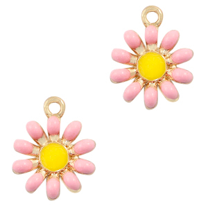 Ciondoli di metallo BQ a forma di fiore oro-rosa