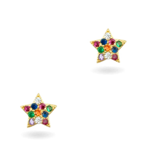 Elementi in ottone con zirconie arcobaleno stellina oro