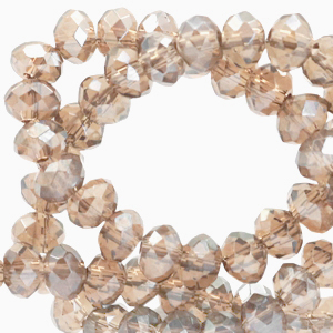 Perline sfaccettate 6x4 mm rondella champagne beige-effetto perlato