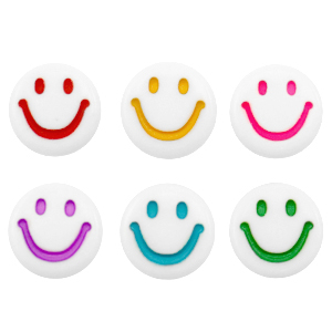 Perline alfabeto in acrilico smiley Bianco-multicolor
