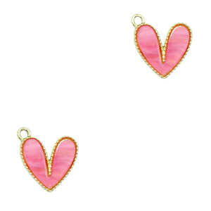 Pendenti in resina cuore oro-rosa