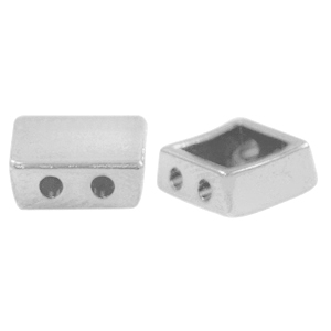 Perline di metallo DQ duo beads quadrato argento antico (privo di nichel)