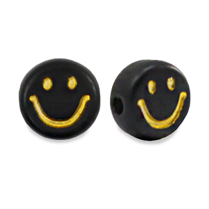 Perline alfabeto in acrilico smiley nero