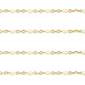 Componenti in acciaio inossidabile 1mm catena stile rosario biancastro-oro