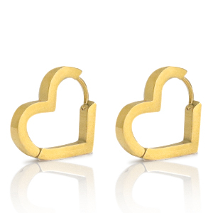 Orecchini in acciaio inossidabile cuore oro