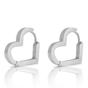 Orecchini in acciaio inossidabile cuore argento