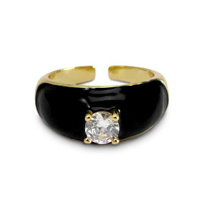 Anelli must-have smalto & zirconia oro-nero