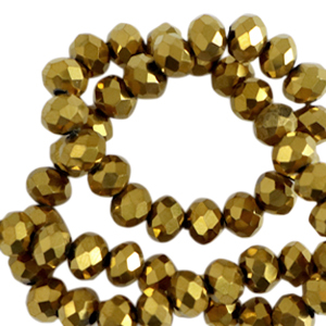 Perline sfaccettate 4x3mm rondella oro metallico-effetto perlato