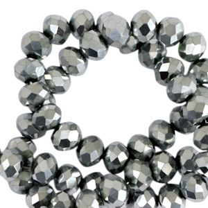 Perline sfaccettate 3x2mm rondella argento-effetto perlato