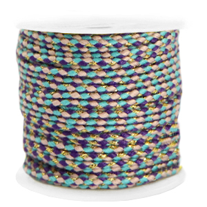 Cordoncino intrecciato alla moda 2mm oro-turchese viola