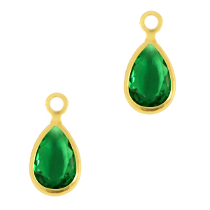 Pendenti di vetro Crystal Glass goccia verde classico-oro