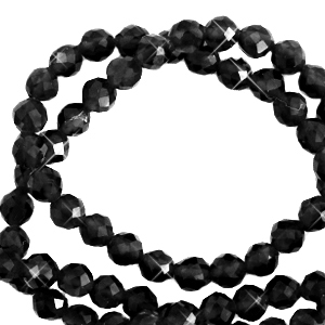 Perline in pietra naturale sfaccettate effetto 3mm nero giaietto-effetto perlato