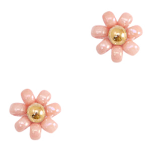 Perline Miyuki fiore 8mm rosa salmone-oro