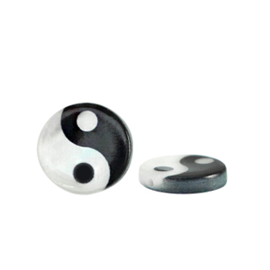 Perline di conchiglia speciali simbolo Yin & Yang nero-bianco (colore naturale)