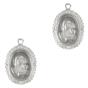 Ciondoli di metallo DQ Maria e Ges&ugrave; argento antico (privo di nichel)