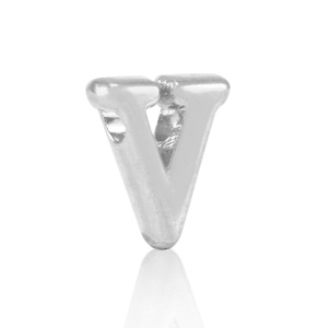 Perline alfabeto di metallo DQ V argento antico (privo di nichel)