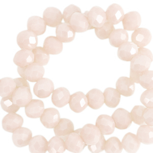 Perline sfaccettate 4x3 mm rondella beige burro-effetto perlato