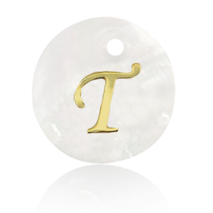 Pendenti di conchiglia prodotti speciali lettera T oro-bianco (colore naturale)