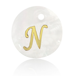 Pendenti di conchiglia prodotti speciali lettera N oro-bianco (colore naturale)