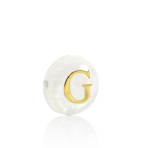 Perline di conchiglia lettera G oro-bianco (colore naturale)