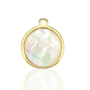 Ciondoli in acciaio inossidabile 12mm conchiglia bianco (colore naturale)-oro
