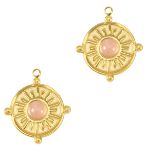 Ciondoli in acciaio inossidabile con pietra naturale oro-rosa