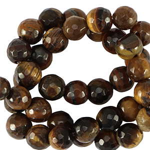 Perline in pietra naturale Occhio di tigre 8mm sfaccettate effetto oro marrone