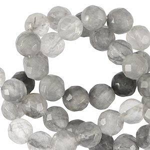 Perline in pietra naturale 4mm sfaccettate effetto grigio ghiaccio