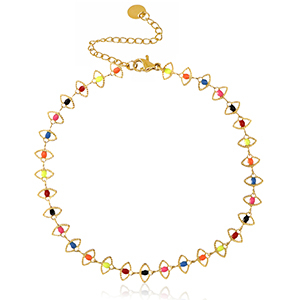 Cavigliere in acciaio inossidabile smalto oro-multicolore