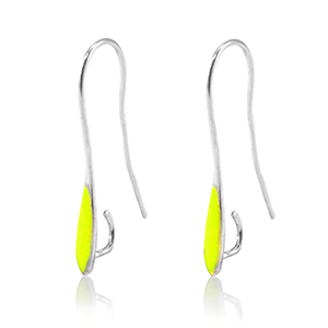 Componenti di metallo DQ orecchini / monachelle argento antico-giallo neon (privo di nichel)