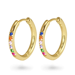 Orecchini in acciaio inossidabile a cerchio zircone 17mm oro