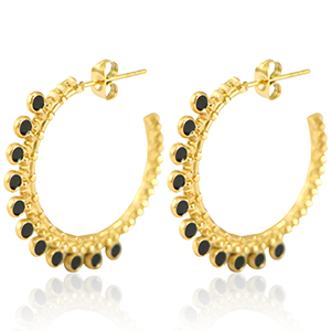 Orecchini in acciaio inossidabile a cercio 30mm oro-nero