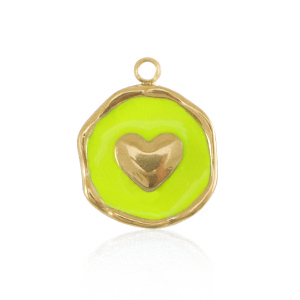Ciondoli in acciaio inossidabile cuore oro-giallo neon