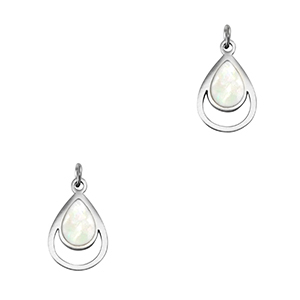 Ciondoli in acciaio inossidabile conchiglia goccia argento-bianco (colore naturale)