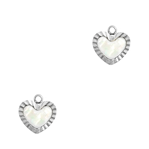 Ciondoli in acciaio inossidabile conchiglia cuore argento-bianco (colore naturale)