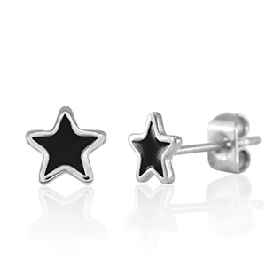 Orecchini in acciaio inossidabile stella argento-nero
