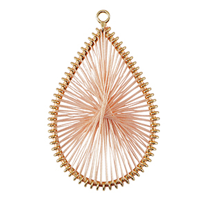 Pendente all'uncinetto con coda di topo goccia oro-rosa