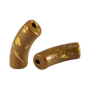 Perline in acrilico tubo lucida marrone-oro