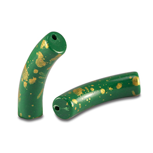 Perline in acrilico tubo lucida verde scuro-oro