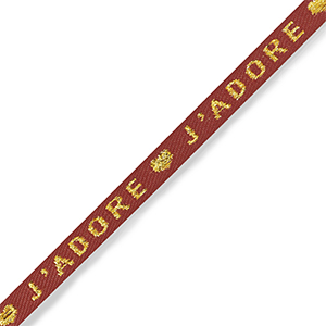 Nastro con testo "j'adore" rosso ruggine