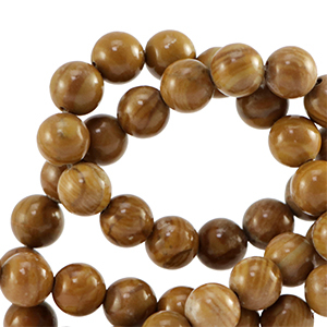 Perline in pietra naturale Calcite e Marmo 6mm marrone oro