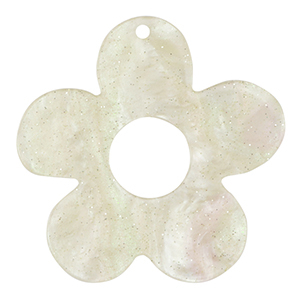 Pendenti in resina fiore glitterato bianco cashmere
