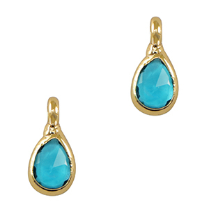 Pendenti di vetro Crystal Glass goccia blu-oro
