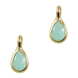 Pendenti di vetro Crystal Glass goccia blu chiaro-oro