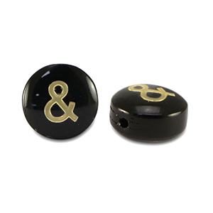 Perline di vetro rondella "&" nero-oro