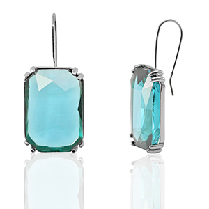 Orecchini con Cristalli rettangolo blu-argento