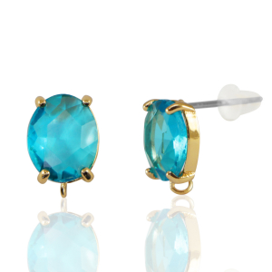 Orecchini con Cristalli con anellino ovale blu-oro