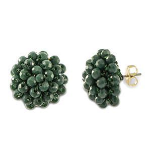 Orecchini sfaccettati con anellino verde scuro